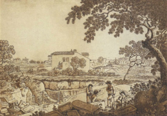 Carlo Labruzzi,Scène de campagne près de la Via Appia ( ?, avant 1817, date indéterminée)